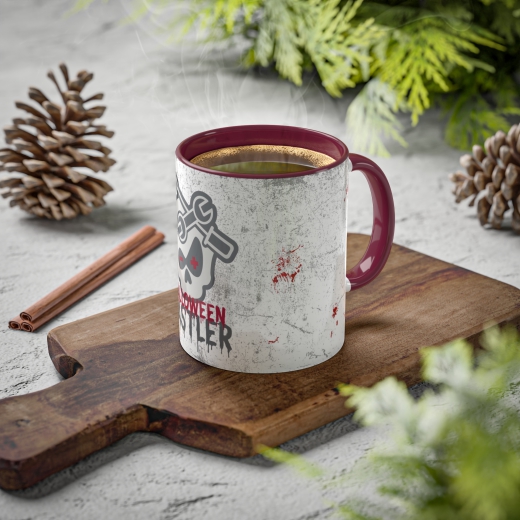 Tasse &quote;HalloweenBastler&quote; | dunkel rot