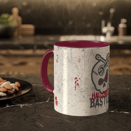 Tasse &quote;HalloweenBastler&quote; | dunkel rot